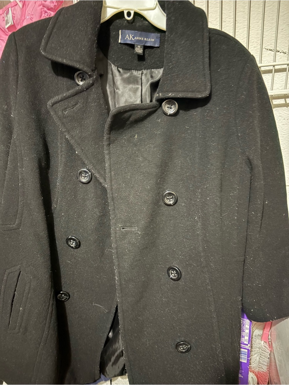 Anne Klein Black Double-Breasted Pea Coat